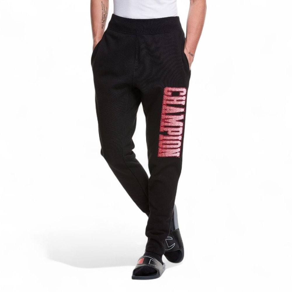 🔥CHAMPION Black Reverse Weave Spell Out Dip Dye Logo Jogger | Sweat Pant SZ L